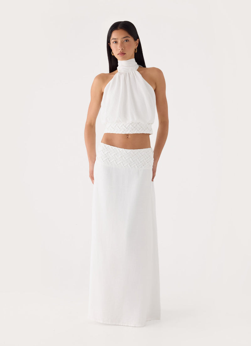 Jenna Crinkle Maxi Skirt - White