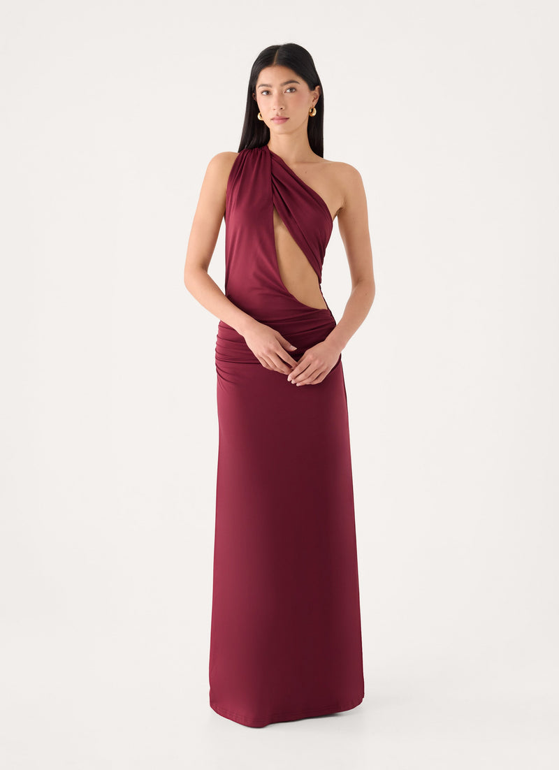 Jess Draped Maxi Dress - Maroon