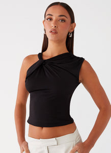 Jesse Twist Shoulder Top - Black