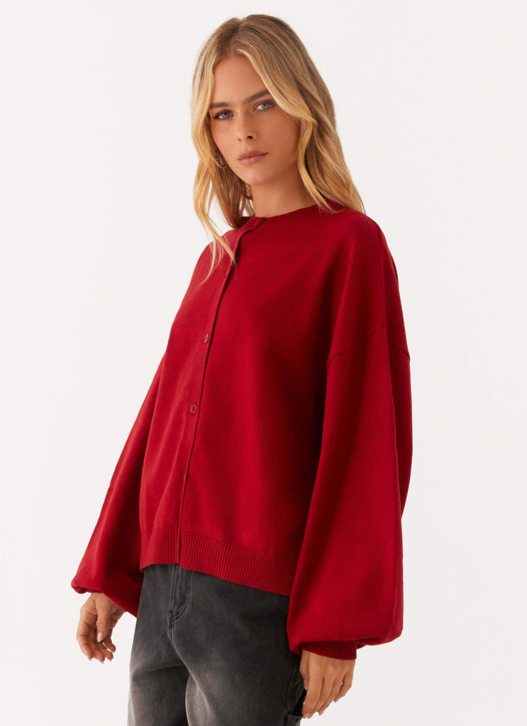 Joey Knit Cardigan - Wine