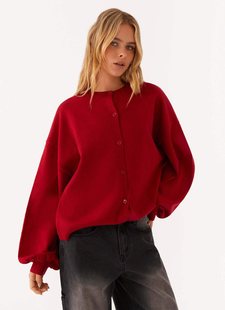 Joey Knit Cardigan - Wine