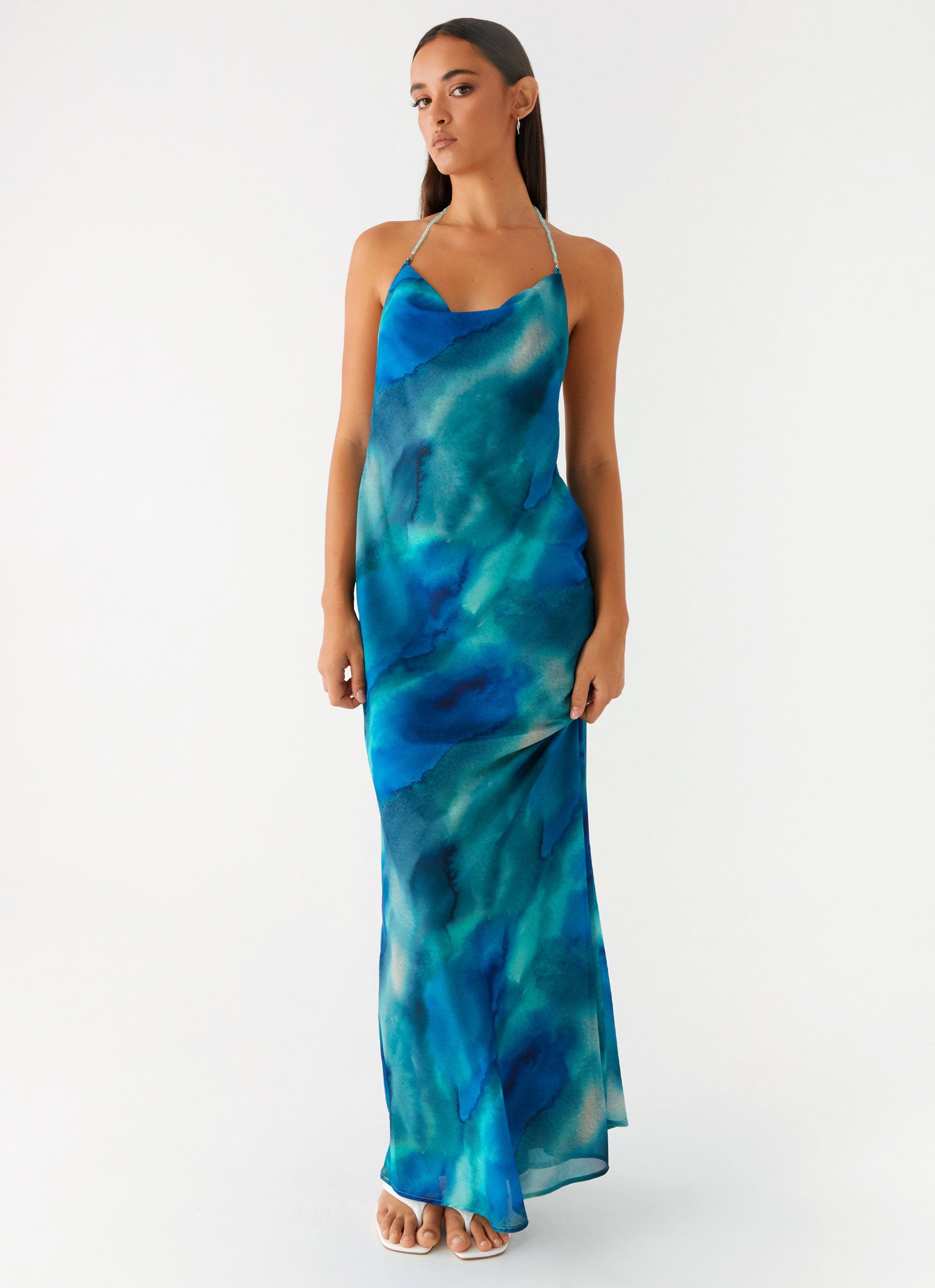 Zara Tiered Maxi Skirt Journey Maxi Dress Blue Tie Dye