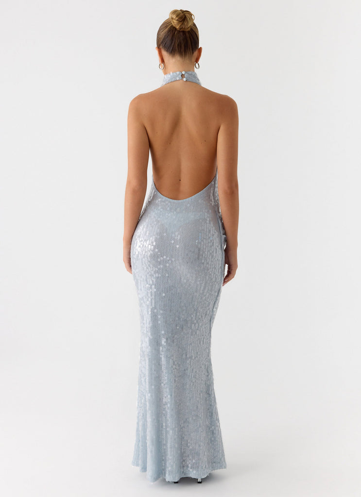 Kaida Sequin Maxi Dress - Misty Blue