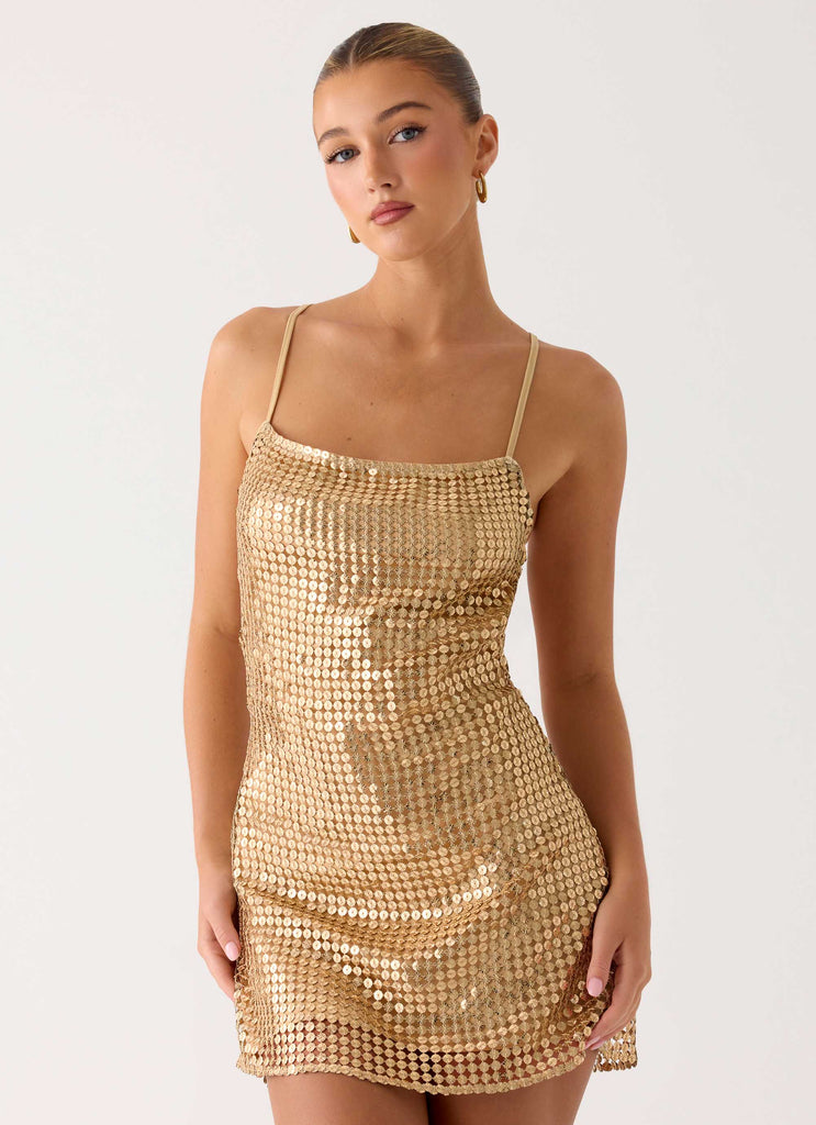Kaitlin Mini Dress - Gold Peppermayo Canada Kaitlin Mini Dress - Gold Peppermayo Canada