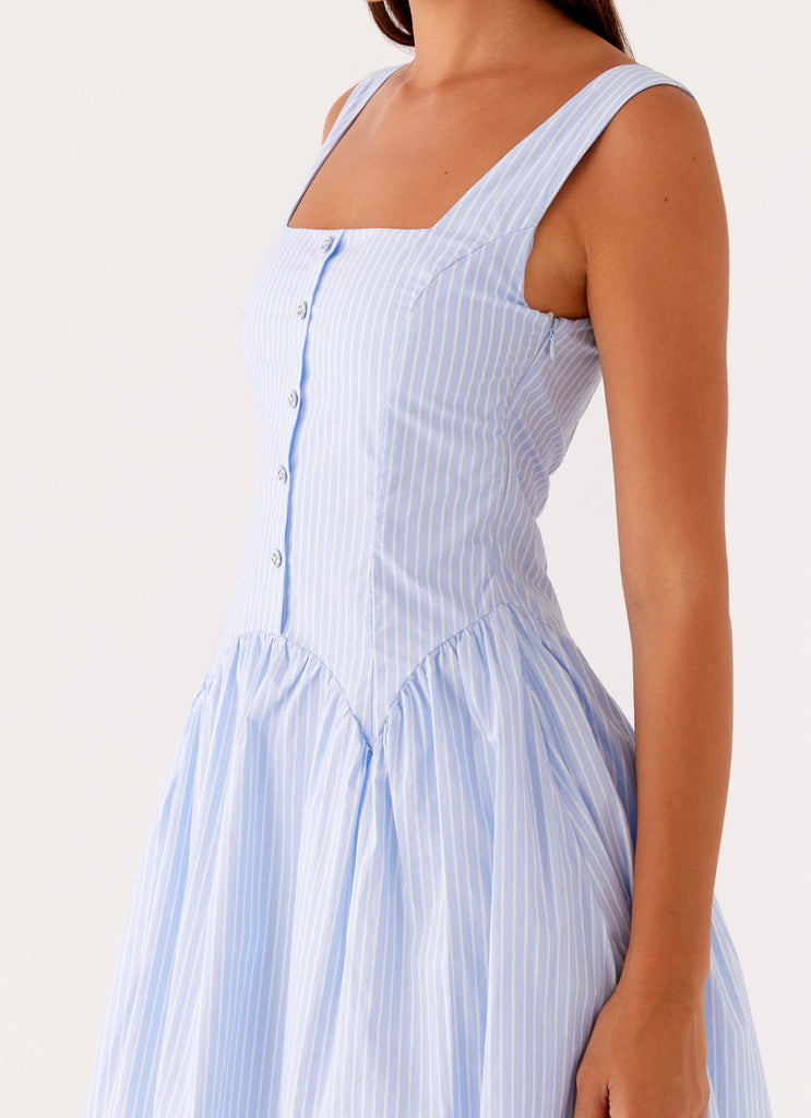 Kalina Midi Dress - Blue White Stripe