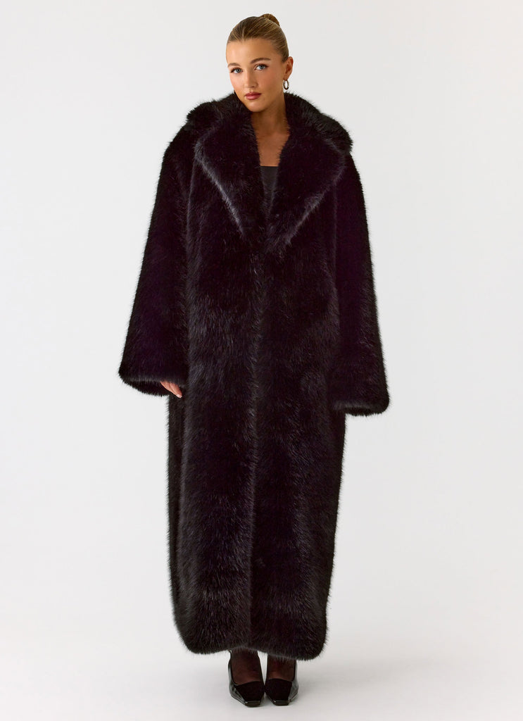 Kamil Faux Fur Maxi Coat - Black