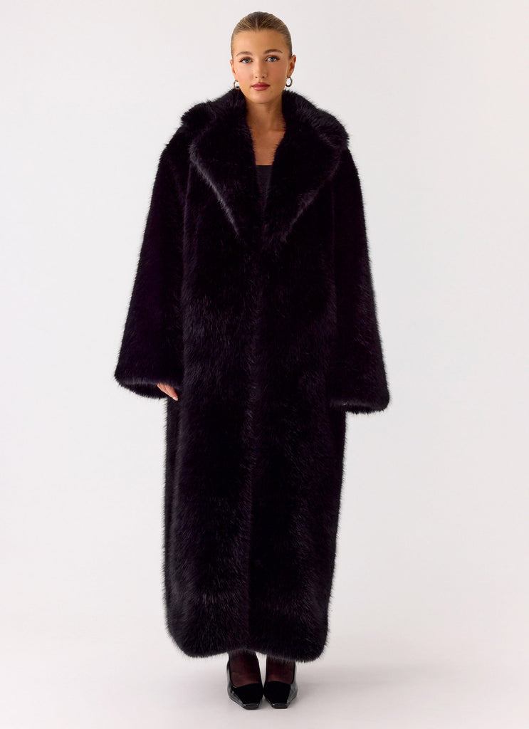 Kamil Faux Fur Maxi Coat - Black