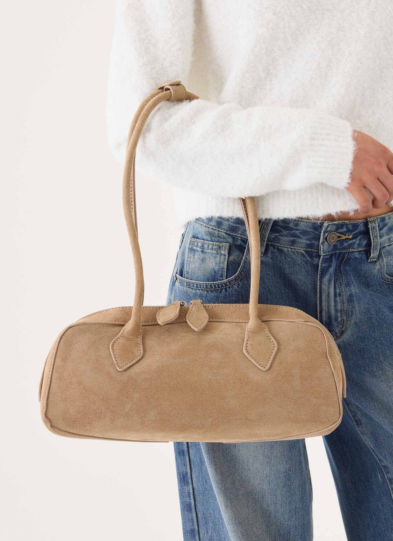 Kate Faux Suede Bag - Camel