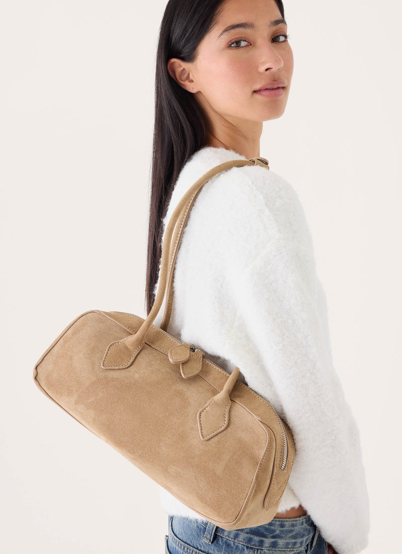 Kate Faux Suede Bag - Camel