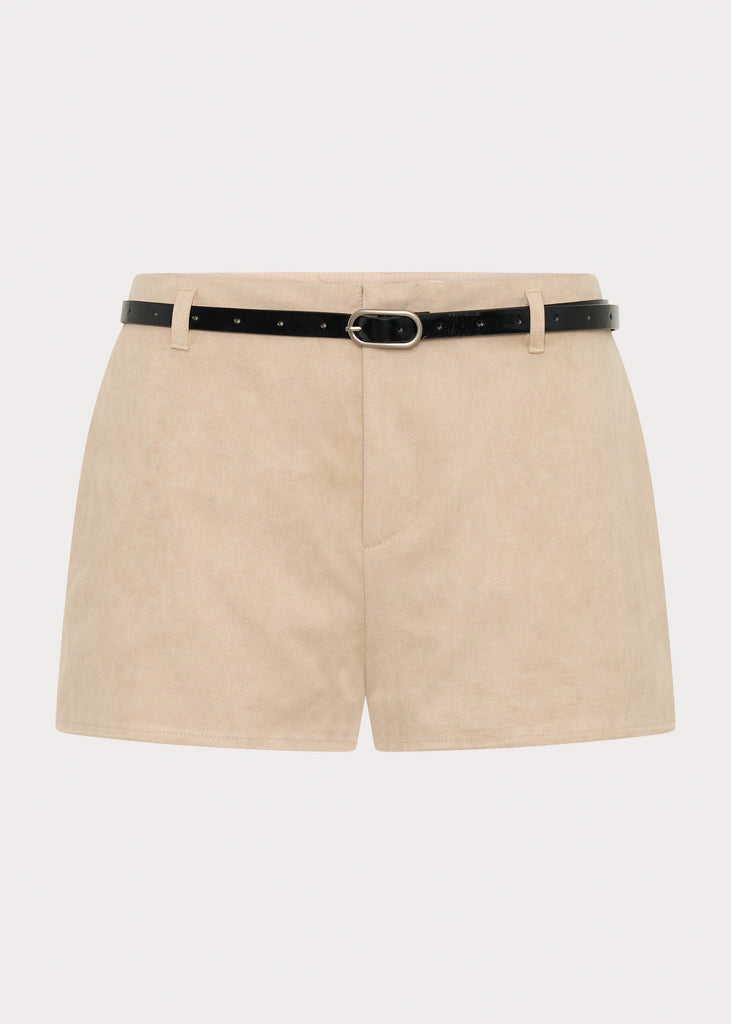 Katie Suede Mini Shorts - Beige