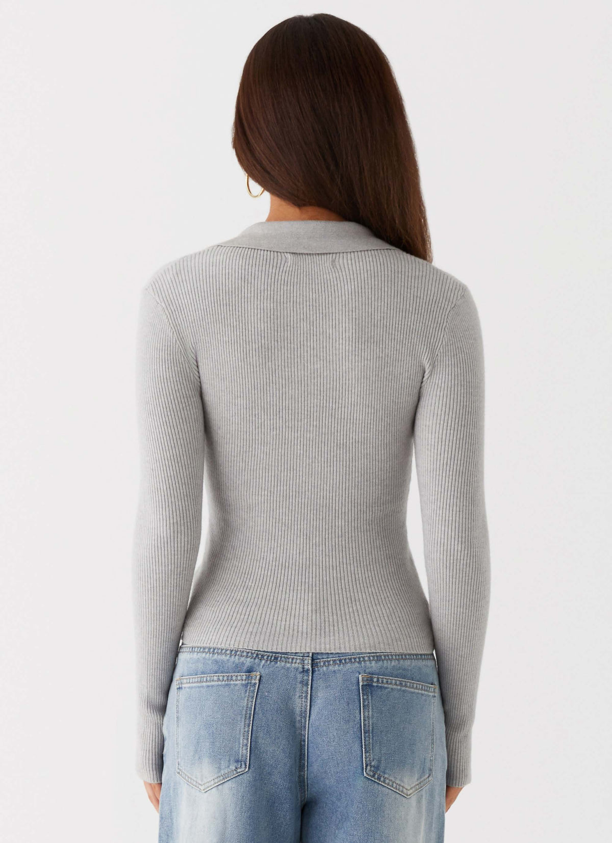 Kelisa Long Sleeve Knit Top - Grey