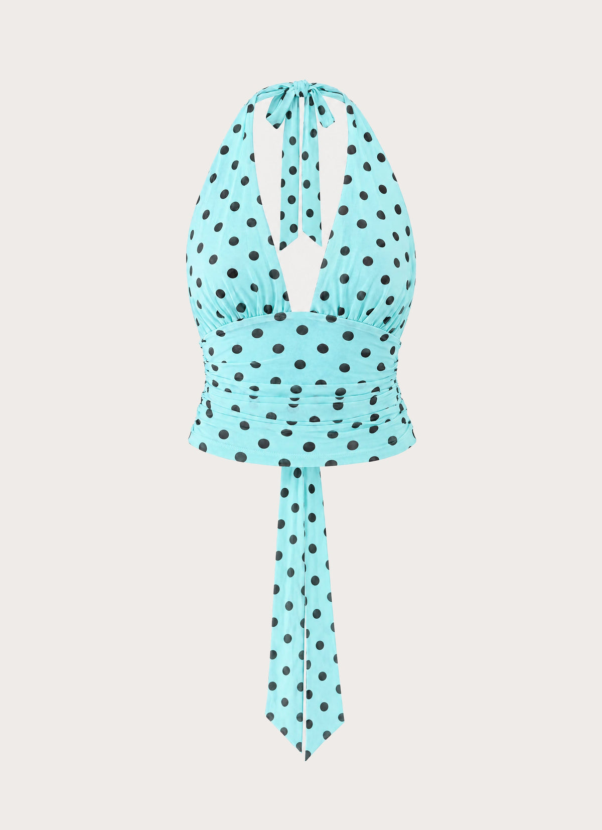 Kerrie Halter Top - Aqua Polka Dot