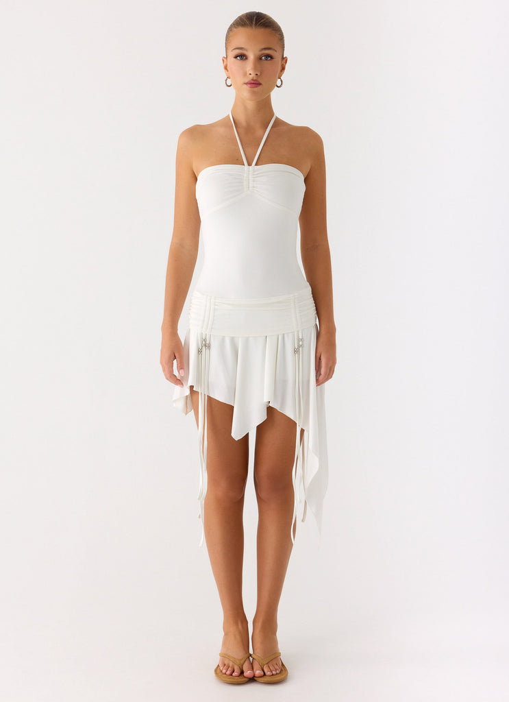 Khalida Jersey Halter Mini Dress - White