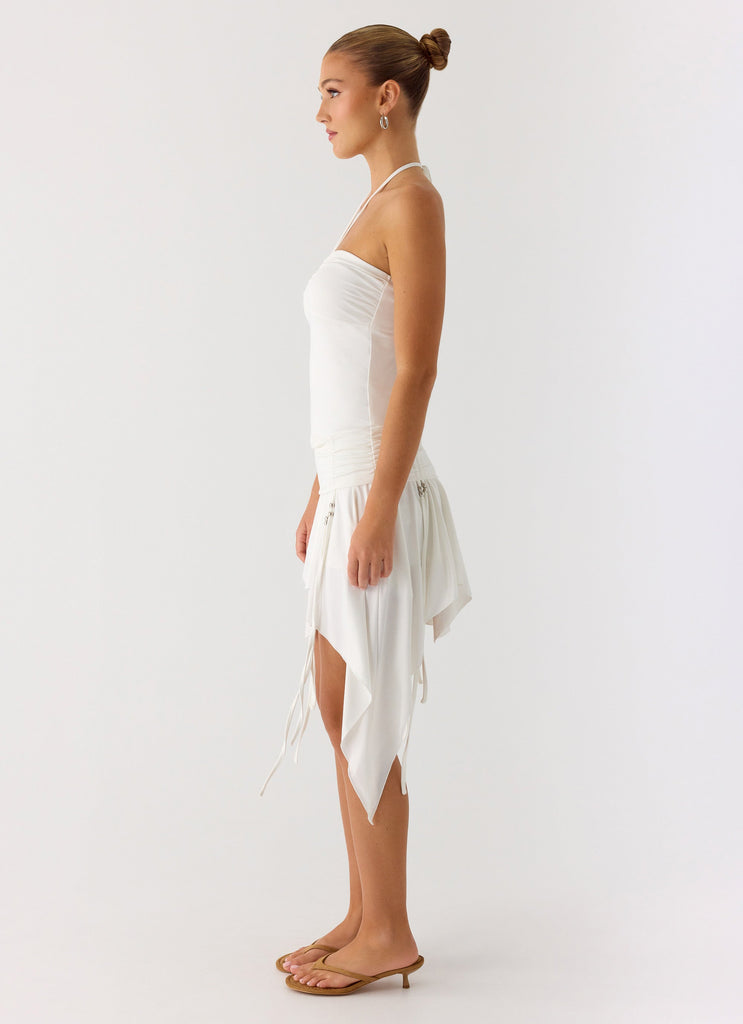 Khalida Jersey Halter Mini Dress - White