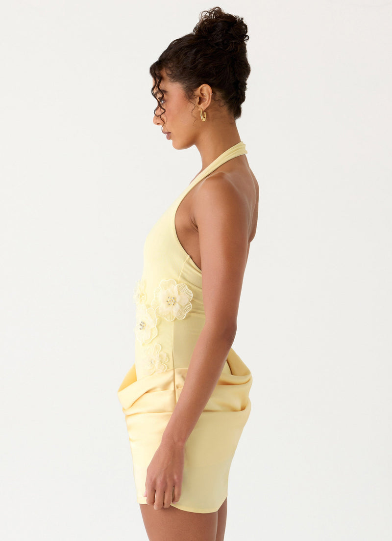 Kimana Halter Mini Dress - Yellow