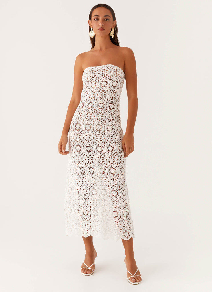 Kingsly Crochet Maxi Dress - White