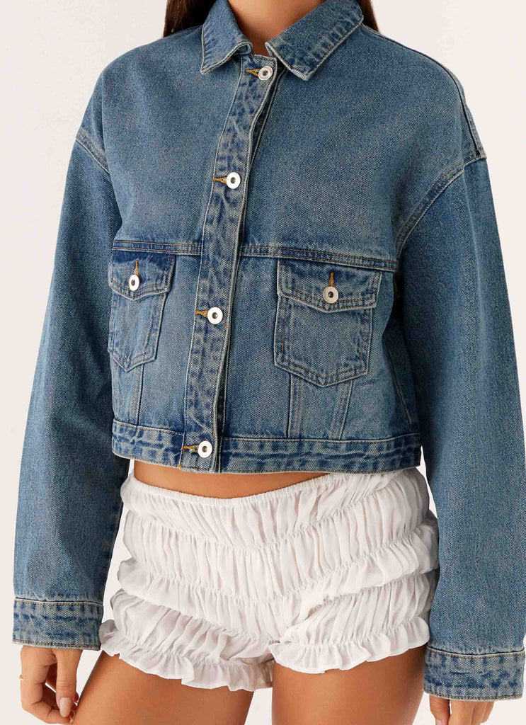 Kristy Oversized Denim Jacket - Blue