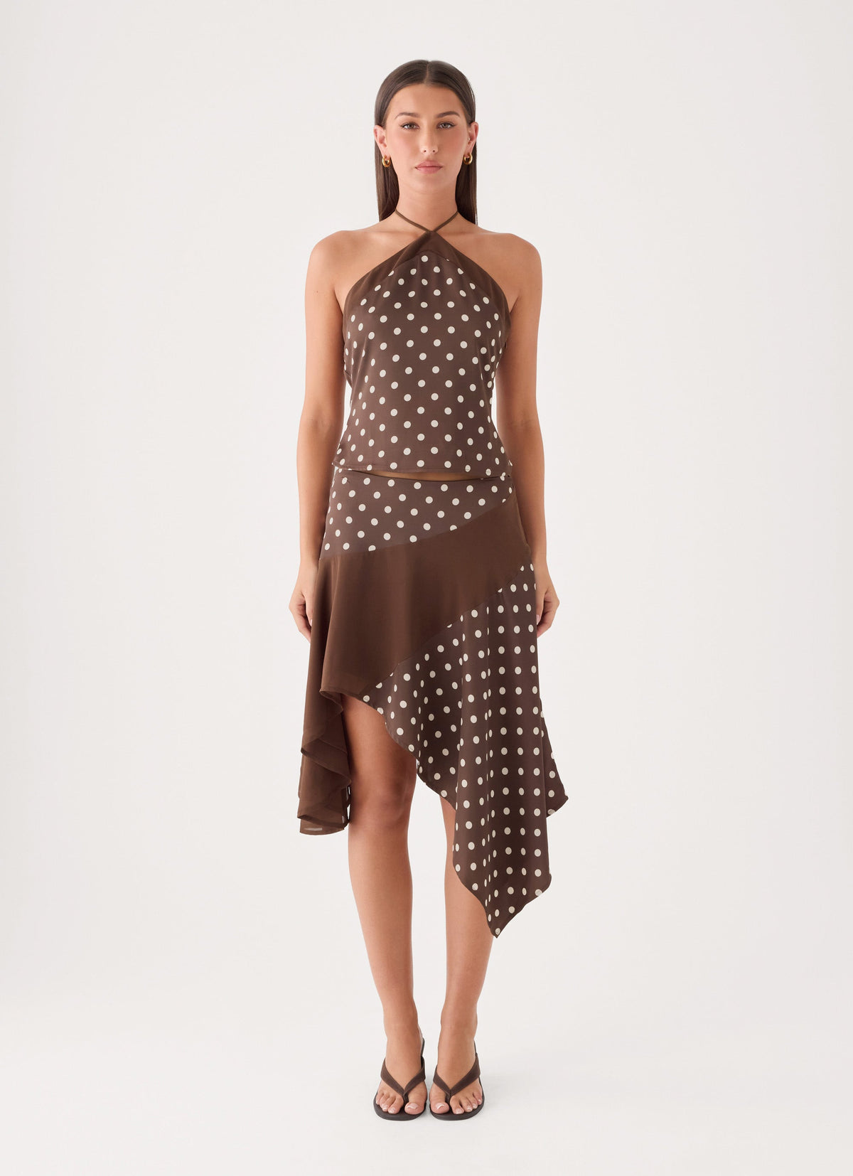 Klose Midi Skirt - Brown Polka Dot