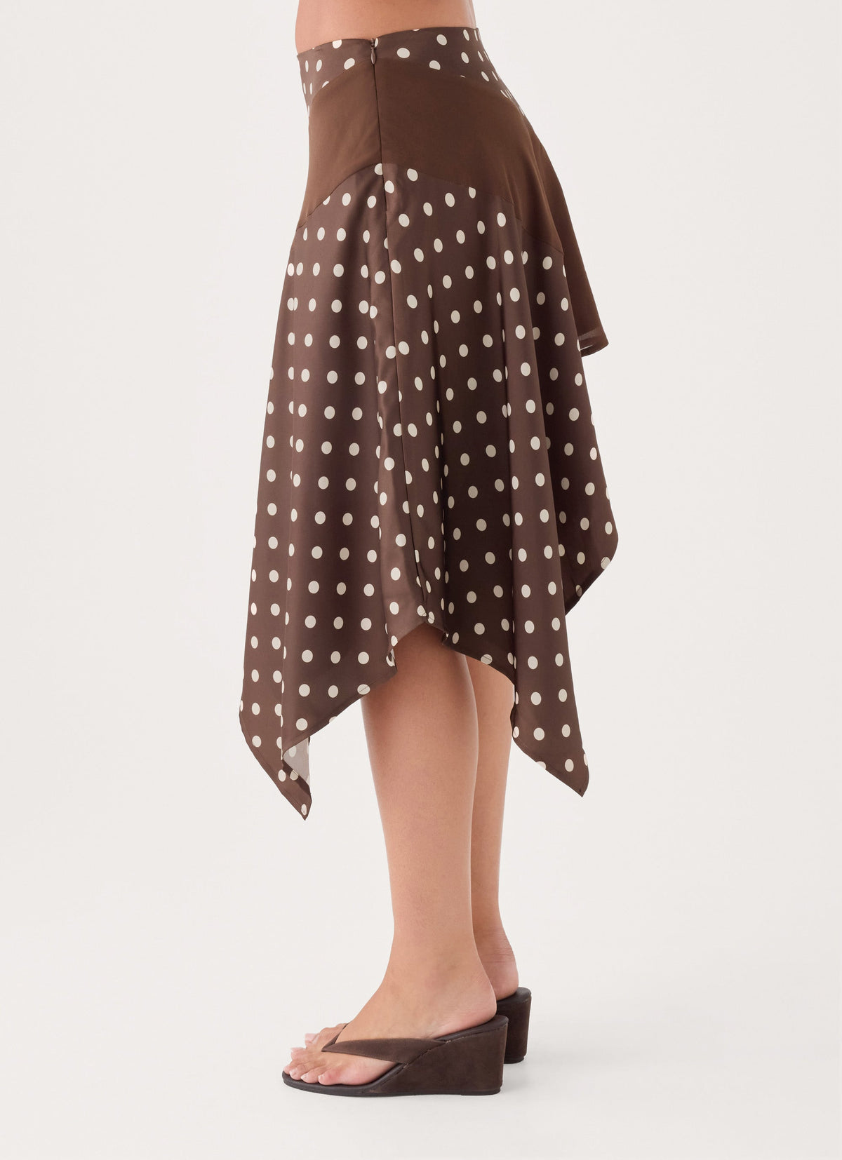 Klose Midi Skirt - Brown Polka Dot