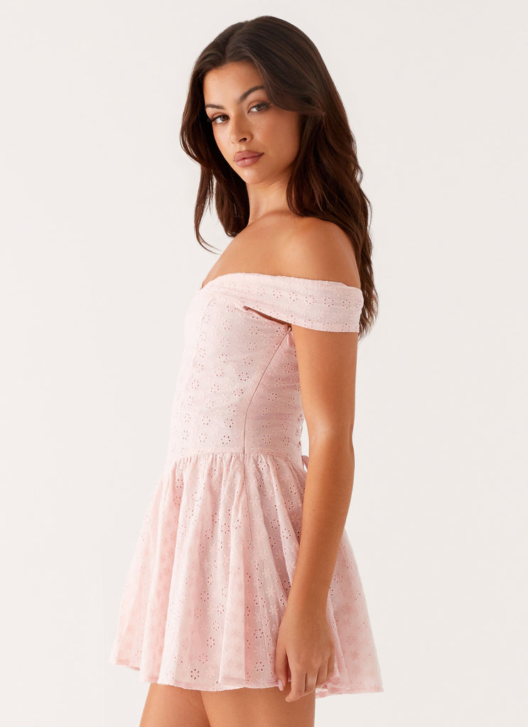 Koa Off Shoulder Mini Dress - Peach