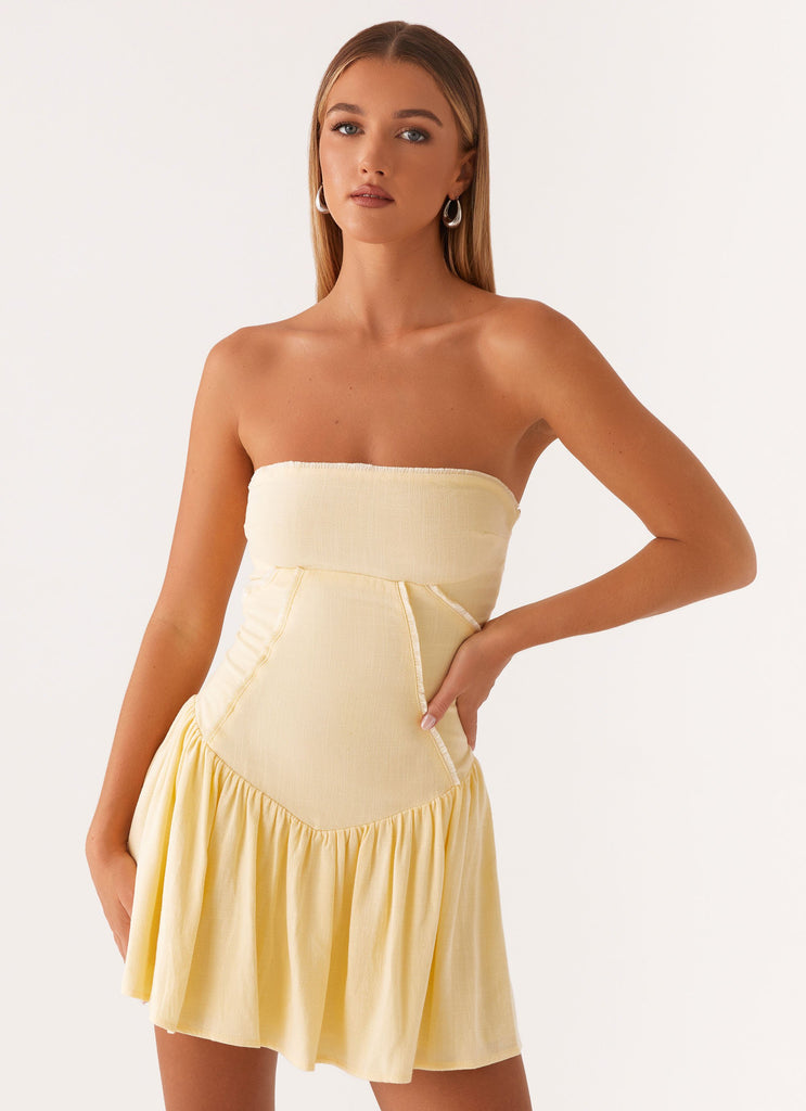 Larnie Linen Mini Dress - Lemon