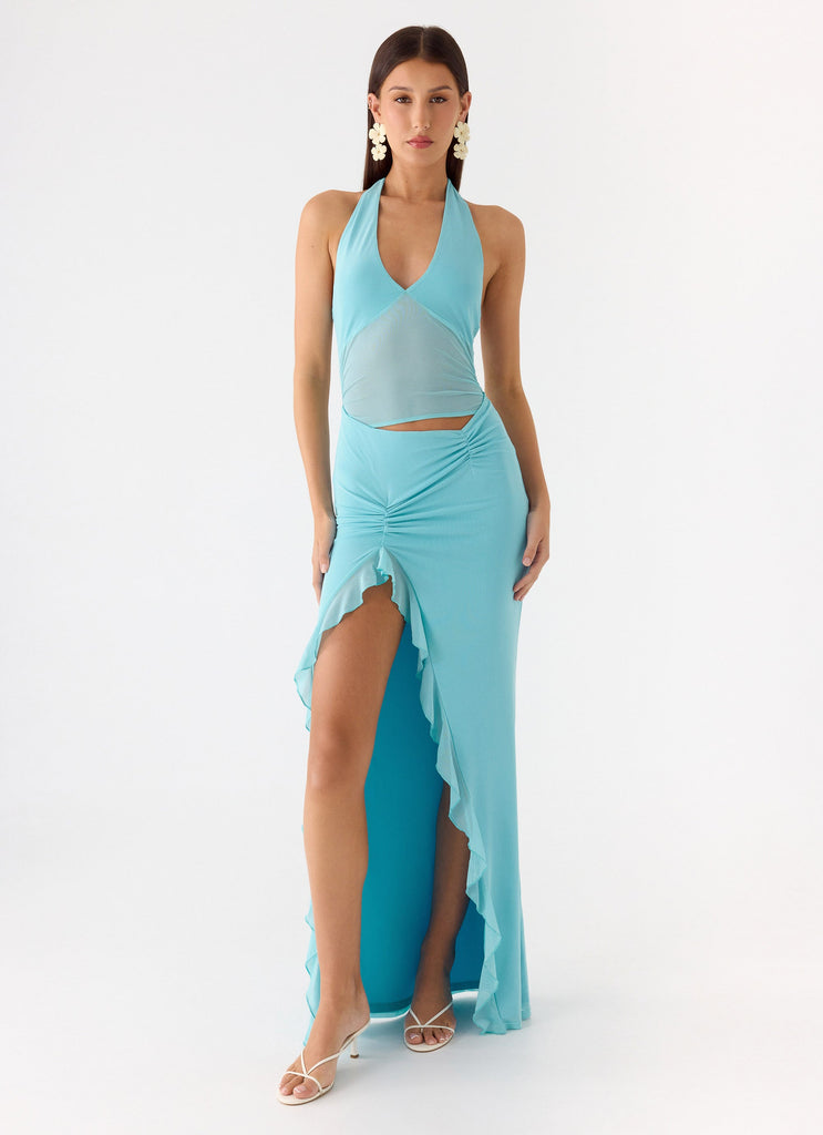 Last Sequence Maxi Dress - Aqua Blue