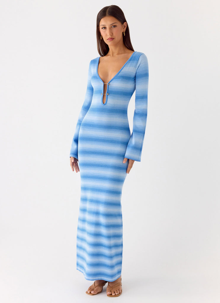 Late Night Calls Knit Maxi Dress - Cerulean