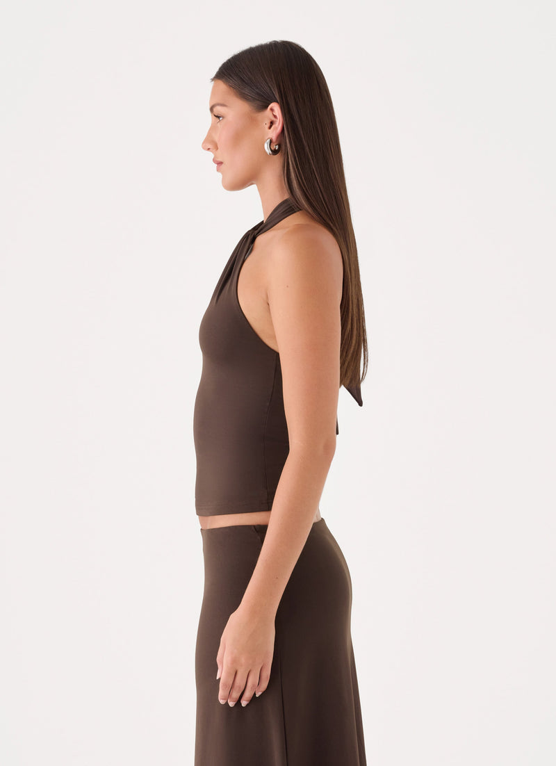 Lennox Halter Top - Chocolate