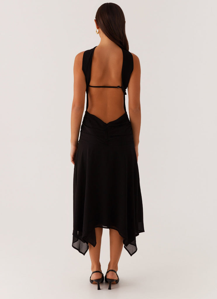 Leto Chiffon Midi Dress - Black