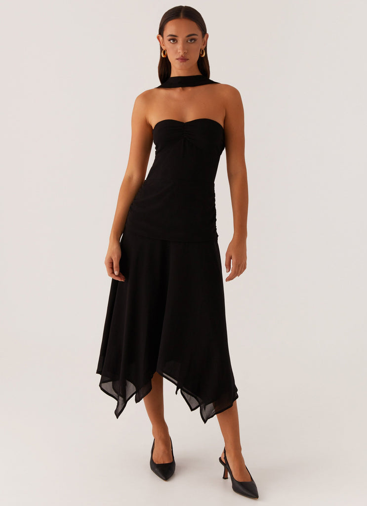 Leto Chiffon Midi Dress - Black