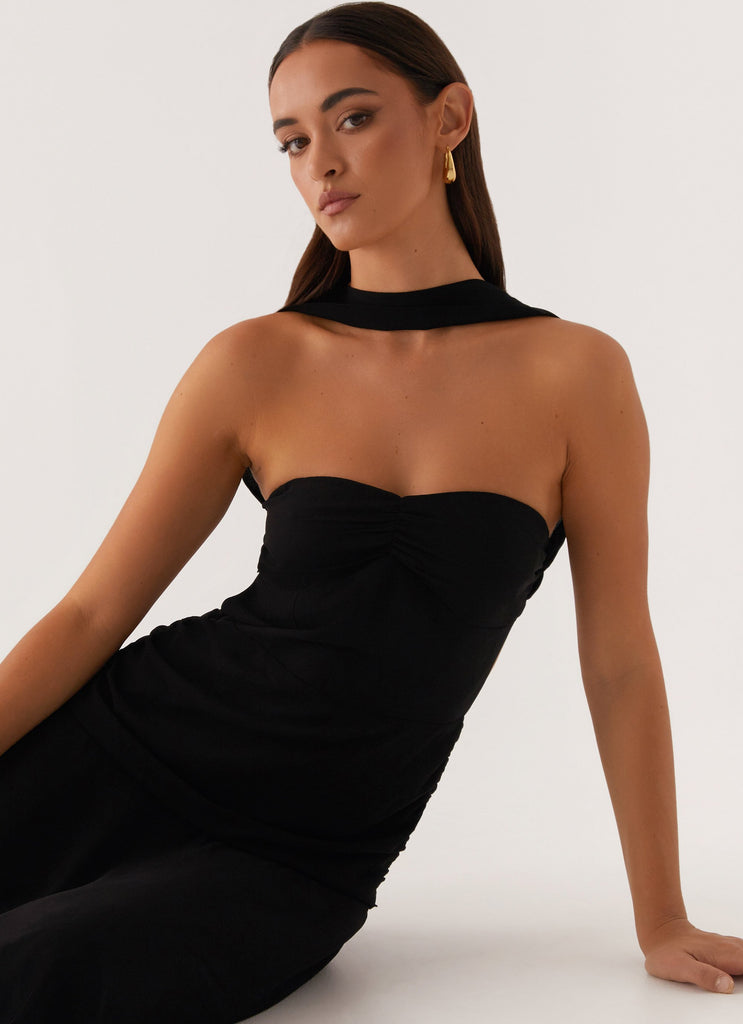 Leto Chiffon Midi Dress - Black