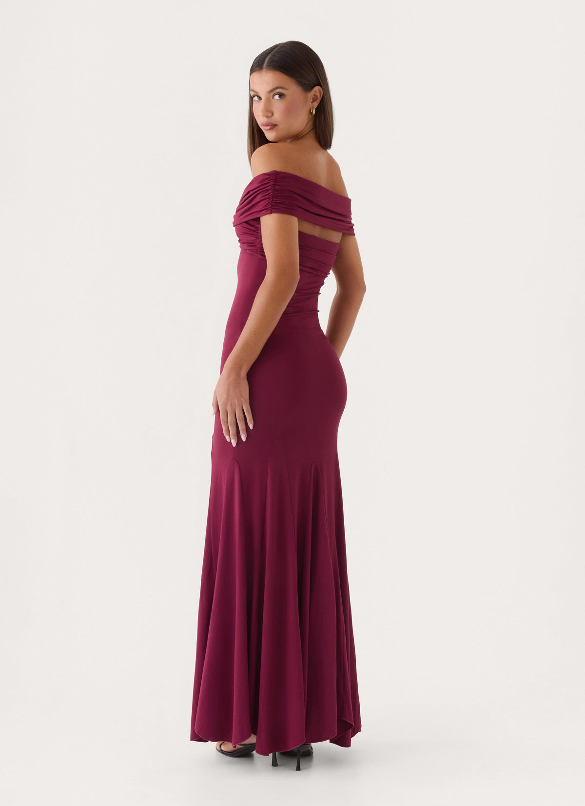 Letto Off Shoulder Maxi Dress - Plum