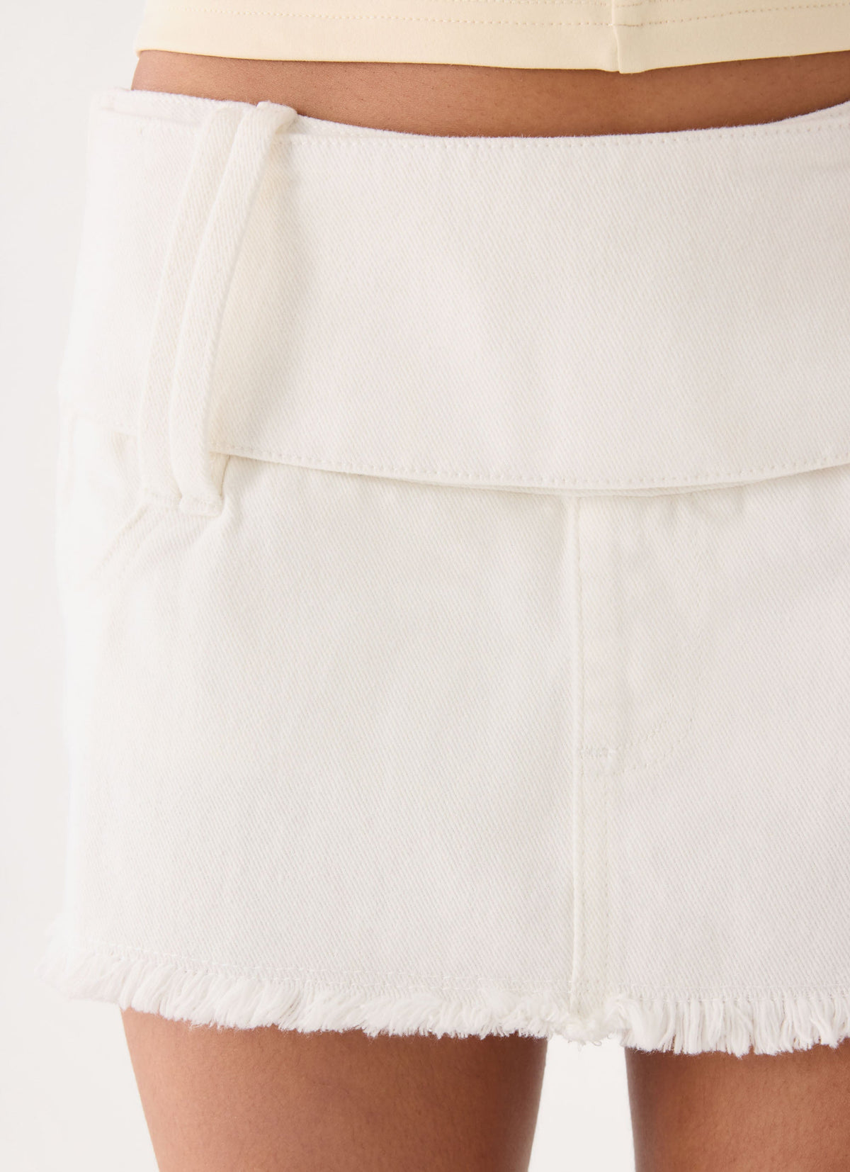 Liam Low Rise Denim Micro Skort - White