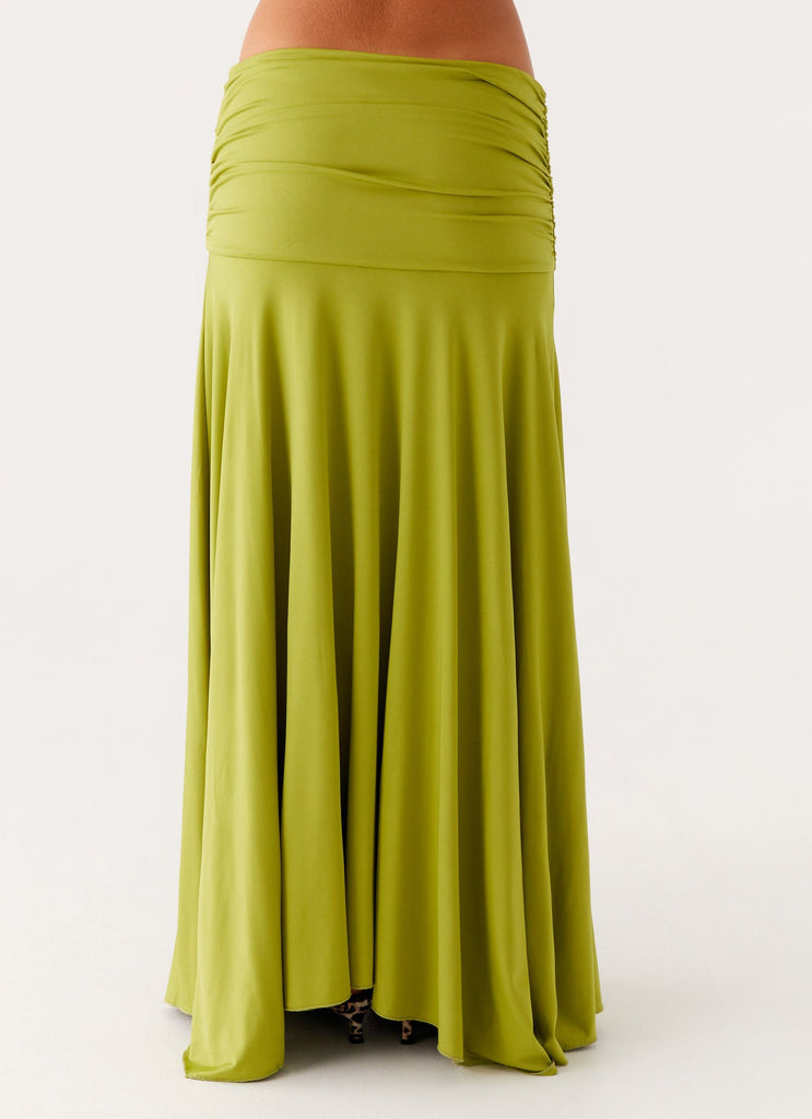 Liana Ruched Maxi Skirt - Green