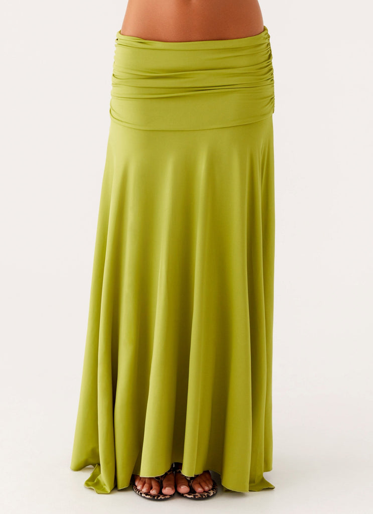 Liana Ruched Maxi Skirt - Green