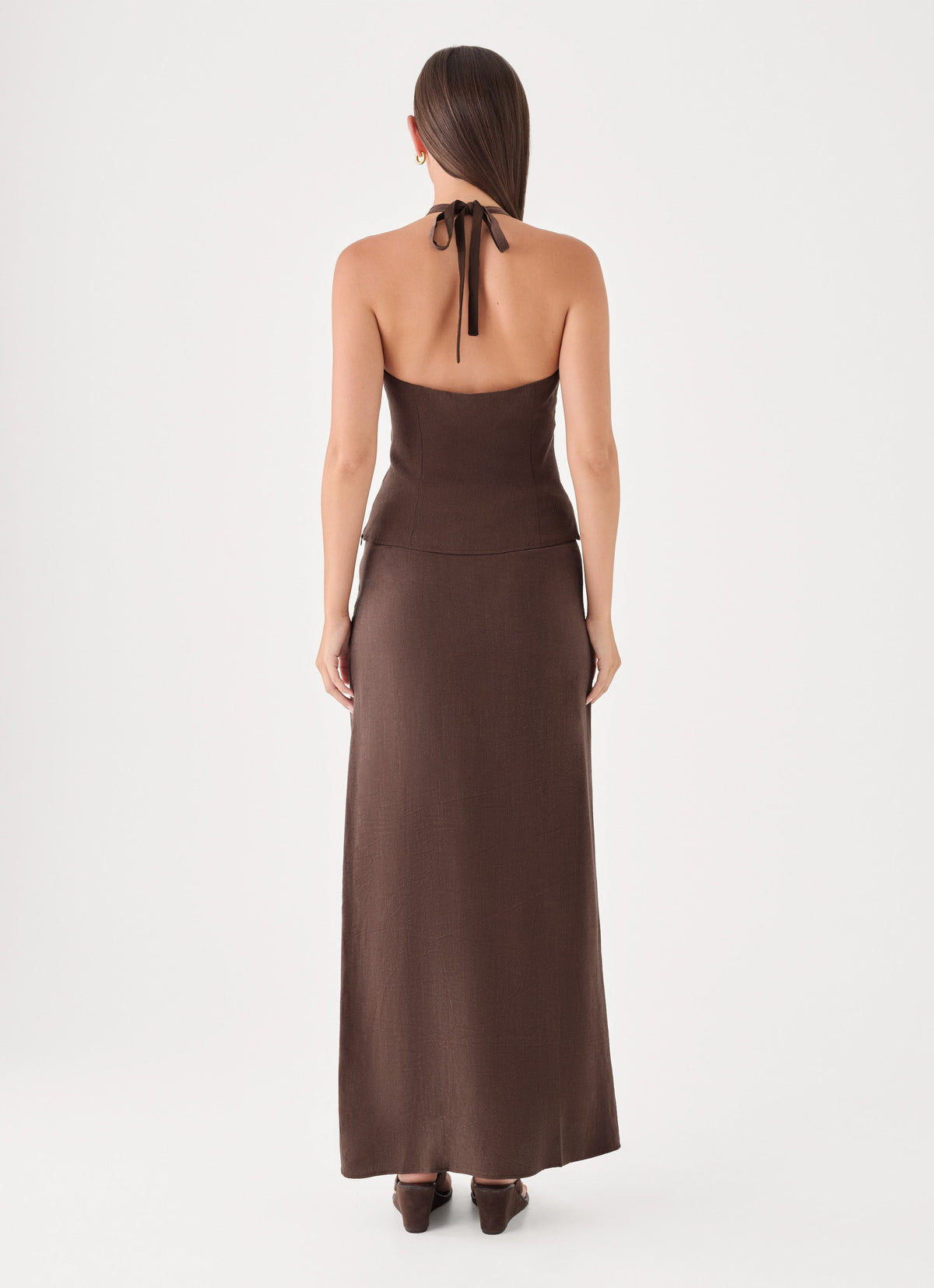 Lielle Linen Maxi Skirt - Chocolate