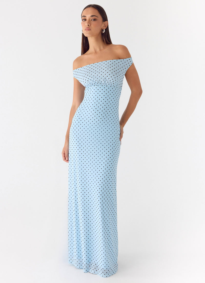 Like Me Now Maxi Dress - Blue Mocha Dot