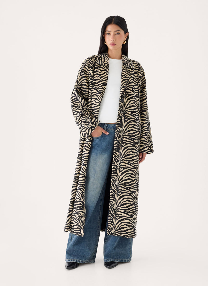Lirena Fitted Zebra Coat - Zebra