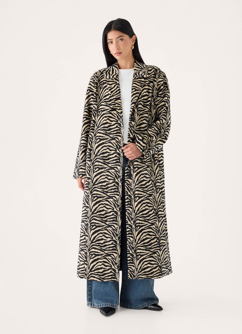 Lirena Fitted Zebra Coat - Zebra