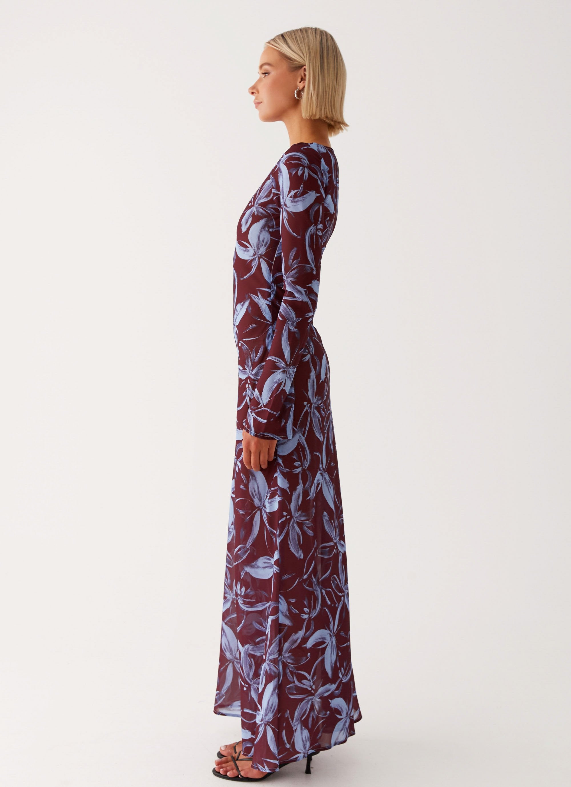 Lorde Maxi Dress Brown Purple Floral Peppermayo Canada