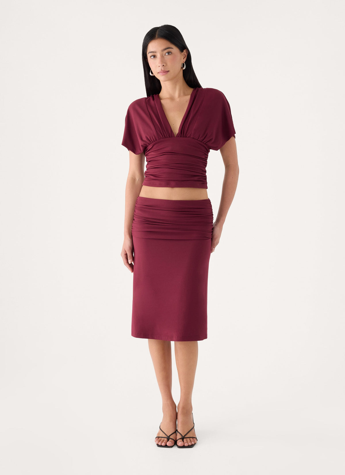 Lorelei Midi Skirt - Maroon