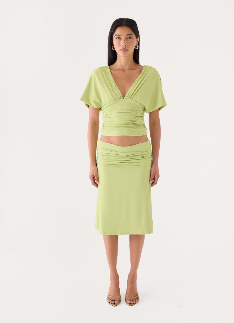 Lorelei Midi Skirt - Soft Lime