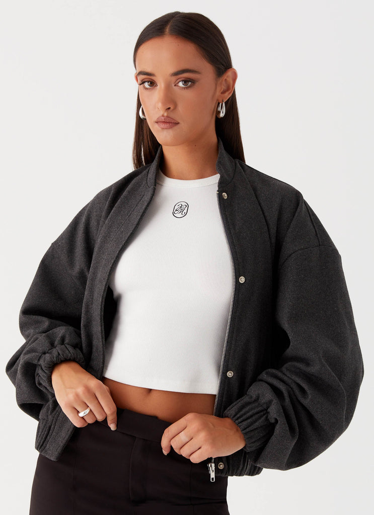 Black oversized bomber jacket on sale