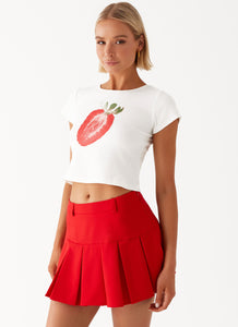 Lovers Low Rise Pleated Mini Skirt - Red