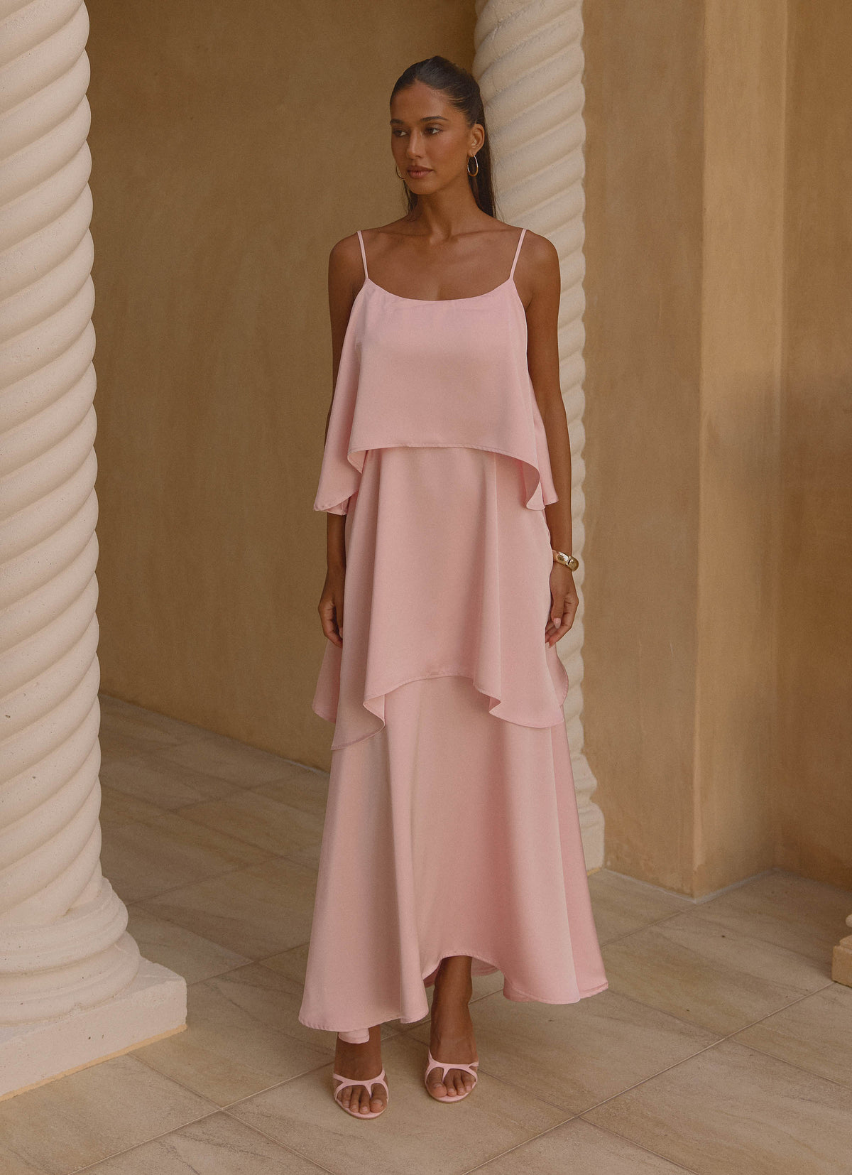 Lucy Tiered Maxi Dress - Soft Pink