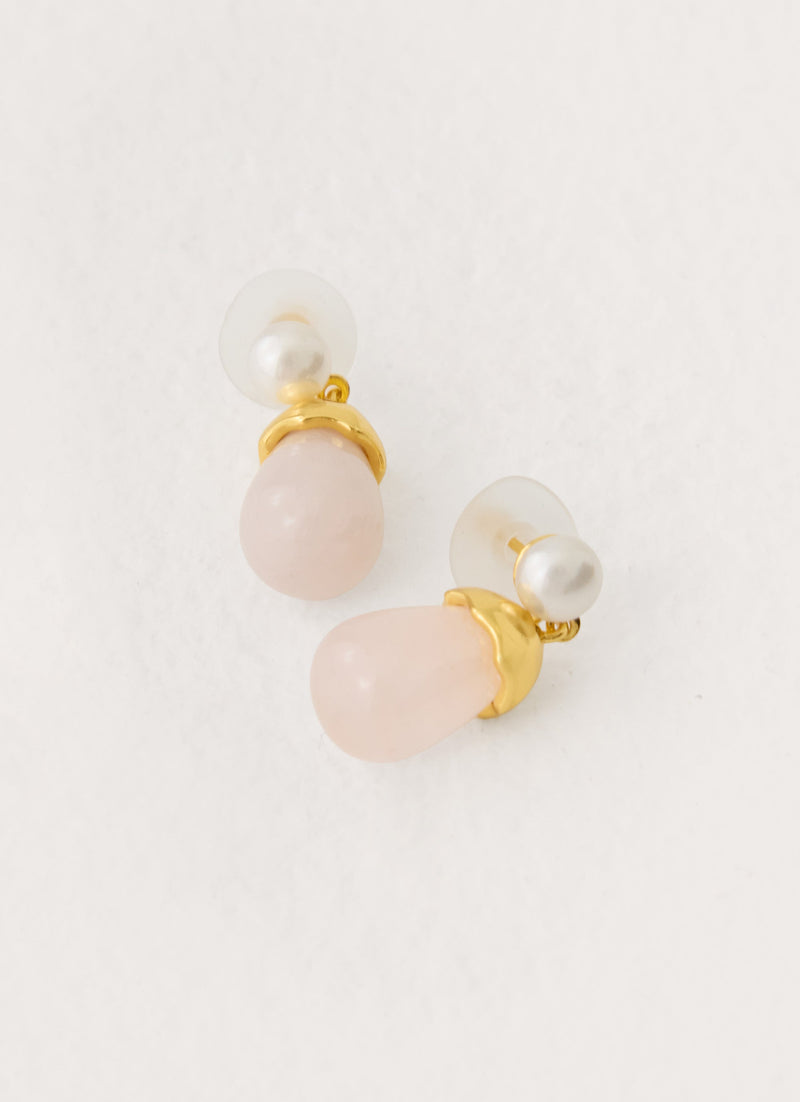 Lush Bliss Earrings - Gold Pearl