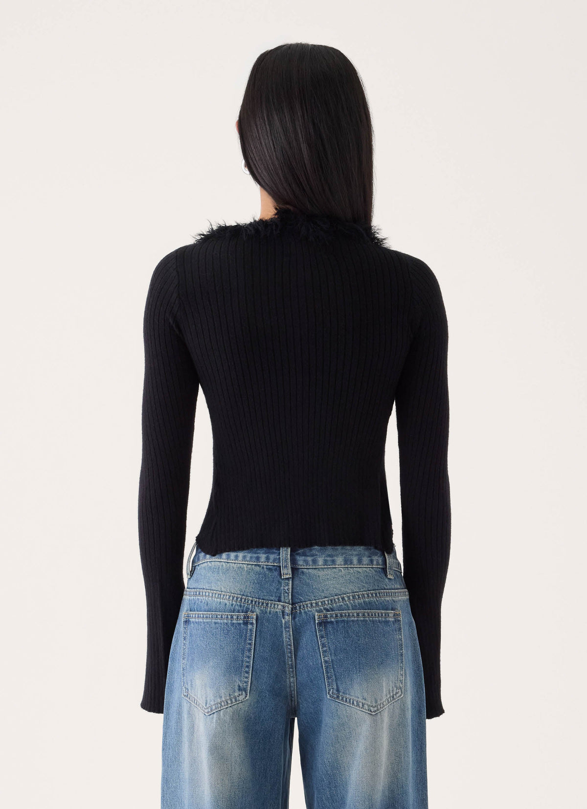 Luxa Faux Feather Top - Black