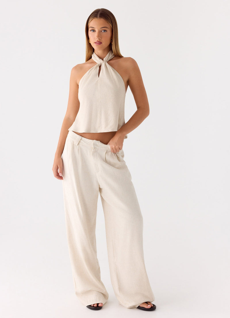 Maddox Linen Top - Oat