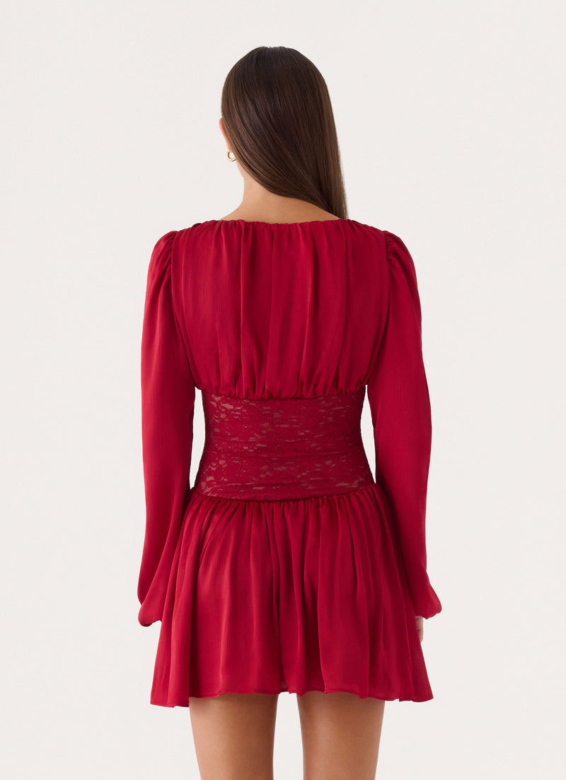 Mariana Lace Mini Dress - Red