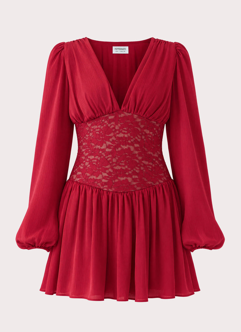 Mariana Lace Mini Dress - Red